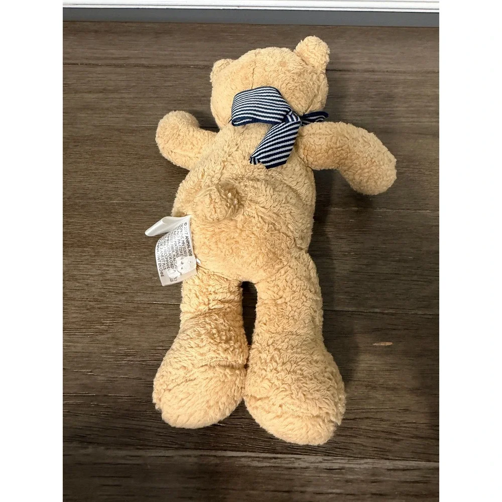 Animal Adventure Tan‎ Sherpa Teddy Bear with Blue Striped Bow Tie Plush